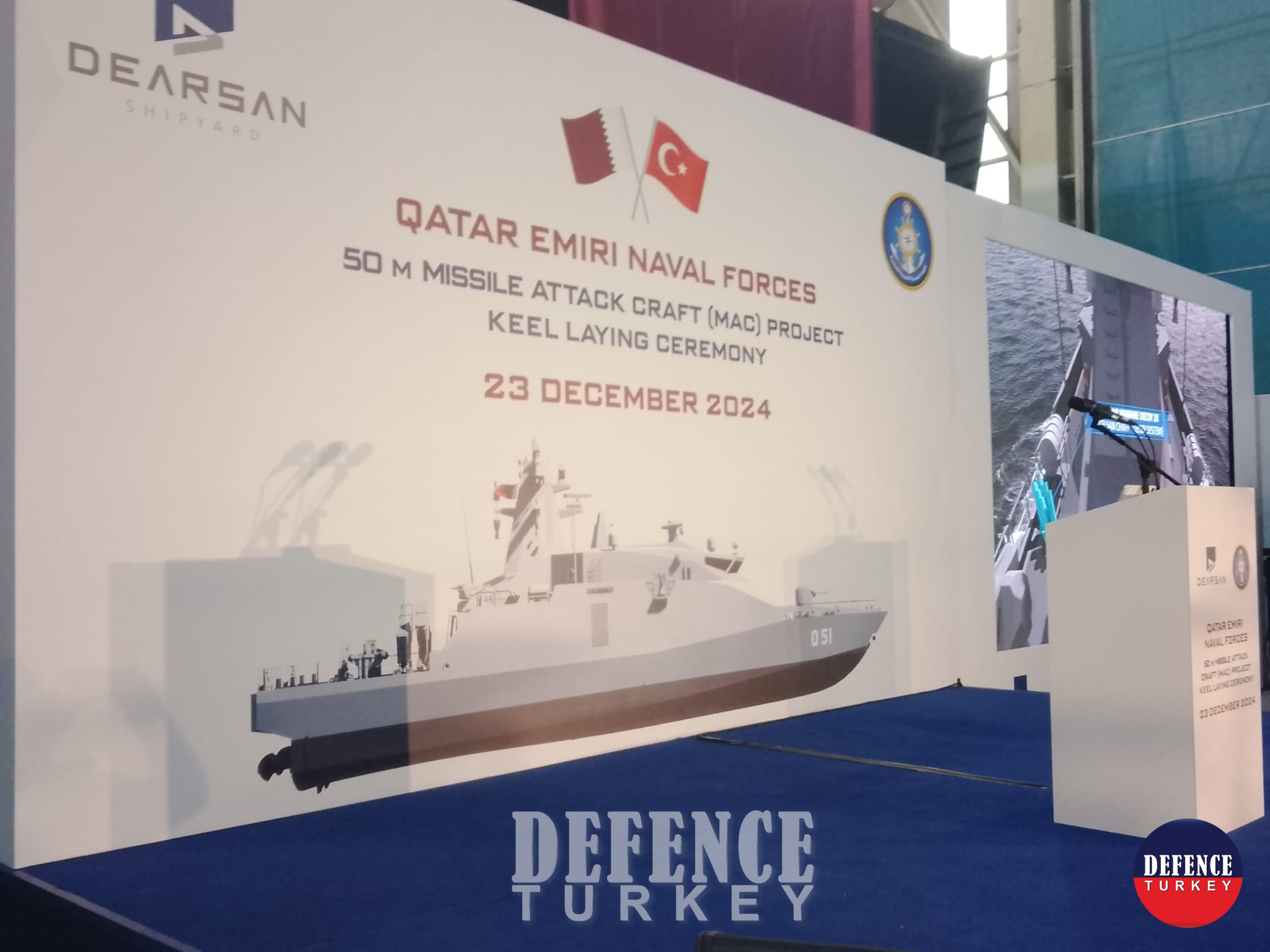 Keel Laying Ceremony of the Qatari Emiri Navy Guided Missile Fast Attack Crafts Held at DEARSAN Shipyard